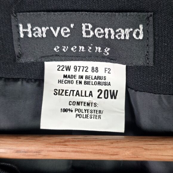 Harvé Benard Black 20W Evening Jacket Pleated Pocket Trim Structured Elegant VTG - Picture 3 of 12